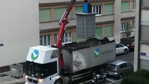 The recycling collection truck comes Tuesday morning, 8:00 AM 