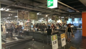 Long line at grocery store